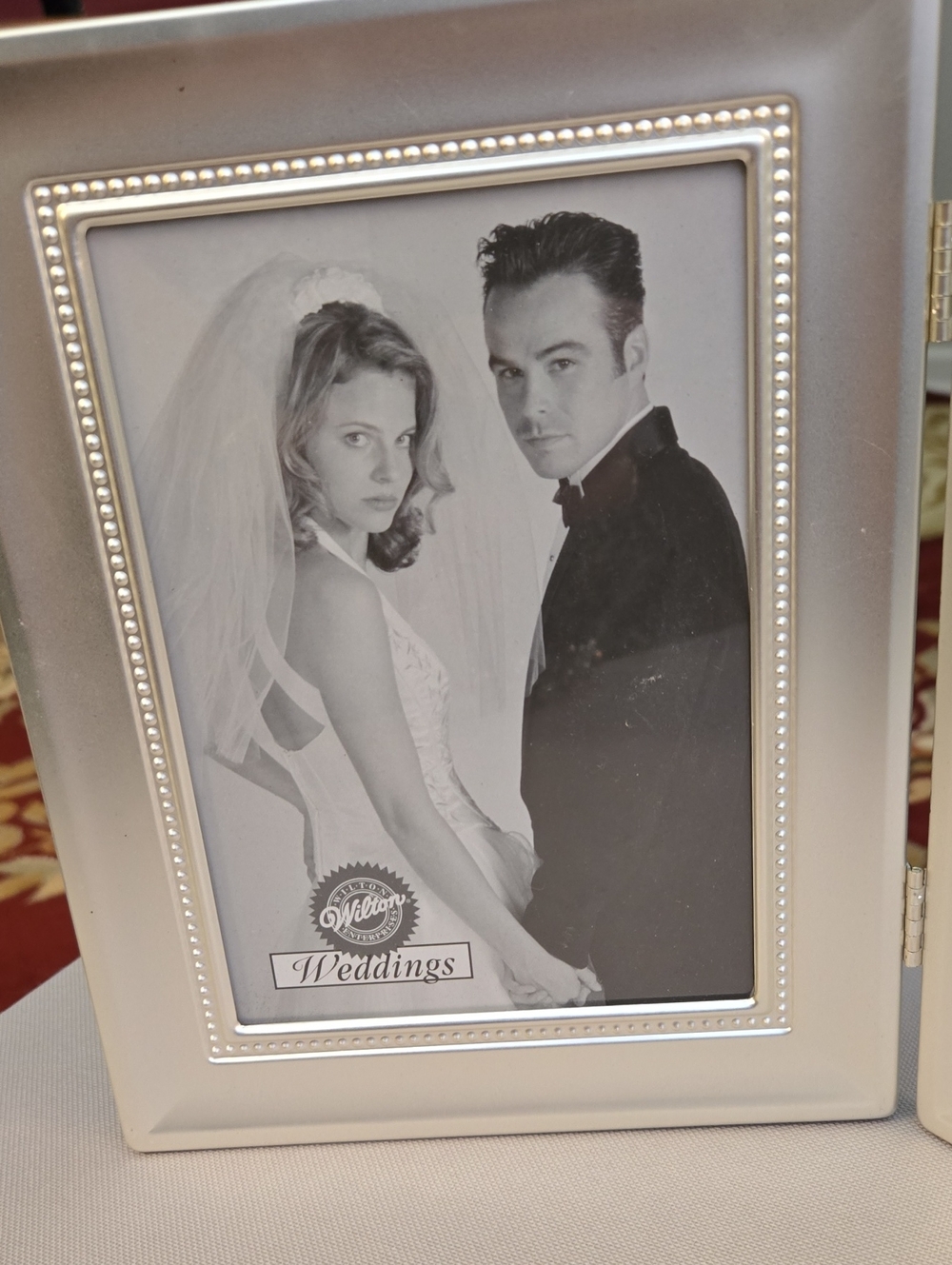 Wilton Silver Double Hinged Picture Frame with Beaded Trim - Picture 2 of 5